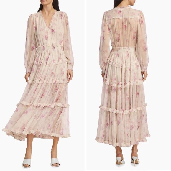 LoveShackFancy Dresses & Skirts - LoveShackFancy Kailo Silk Floral Tiered Maxi Dress - No Size Tag